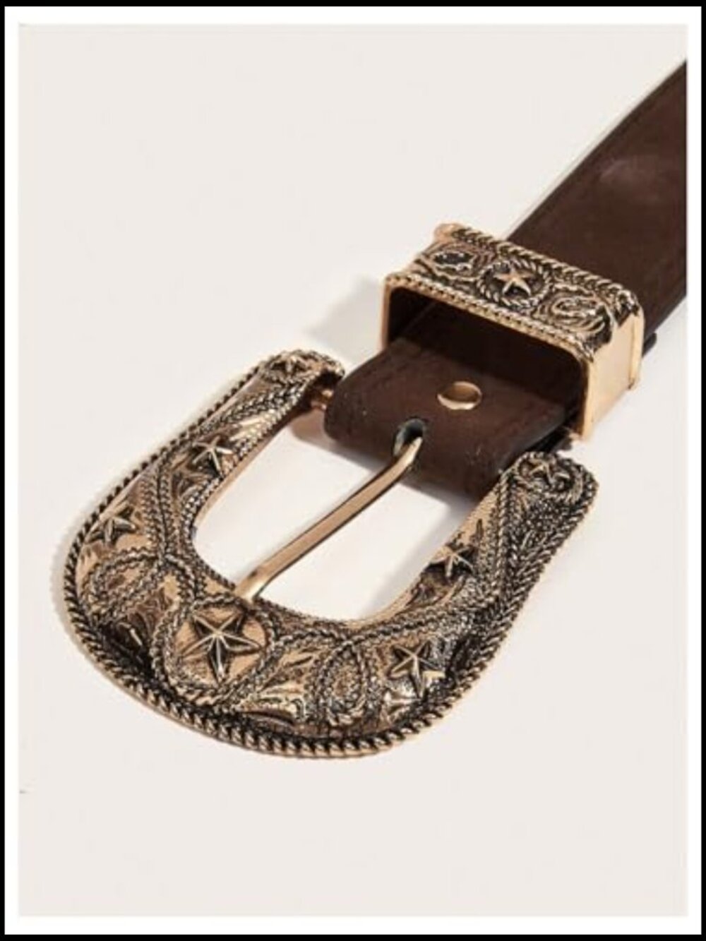 Western Faux Leather Belt Boho Vintage Snap Closure Concho Rodeo Cowgirl - Picture 3 of 4
